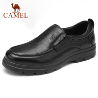 CAMELรองเท้าผู้ชายหนังวัวกันลื่นยืดหยุ่น,รองเท้าลำลองธุรกิจหนังศีรษะขนาดใหญ่รองเท้าทนทาน