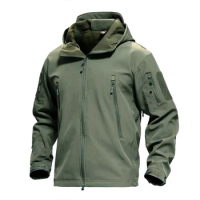Mens Tactical Jacket Hiking Jackets Shark Skin Soft Shell Clothes Windbreaker Flight Pilot Hood Fleece Field Jacket