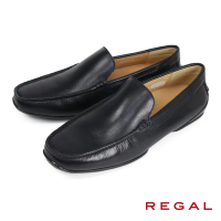REGAL 簡約真皮素面平底樂福鞋 黑色(55BL-BL)