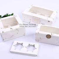Marble style Candy Box Moon Cake Packing Box with PVC Window Party Gift Packing Boxes 100pcs/lot Free shipping