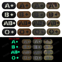 Blood Type Group Patch A B AB O Positive POS Infrared IR Reflective Patches White Glow In Dark 3D Tactical Military Patch Badges