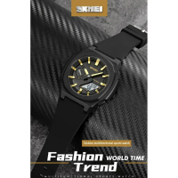 SKMEI Jam Tangan Digital Analog Pria - 2091 Elegan Kaca Stainless Waterproof Watches