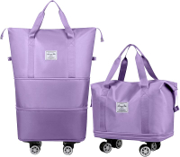 Foldable Travel Bag Expandable Duffel Bag Suitcase Detachable Rolling Wheels Carry-on Large Duffel B