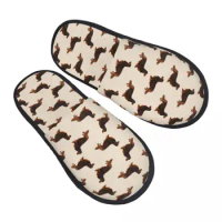 Long Hair Dachshund Sausage Dog Print House Slippers Soft Warm Pet Wiener Memory Foam Fluffy Slipper Indoor Outdoor Shoes