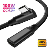 Elbow USB C Extension Cable PD 100W 5A USB 3.1 Gen 2 Male to Female 90 Degree Type C Extender Cord HD 4K for Laptop Phone Tablet