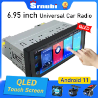 Srnubi 1 Din Universal 6.95 Inch Android 10 Car Radio Multimedia Player IPS Touch Screen Stereo GPS WiFi 1din Auto DVD Head Unit