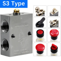 S3 Series Pneumatic S3B/C/D/Y/R/S3L/V/S3PL/PP/PF/PM/HS-M5/06/08 3/2 Way Control Valves Roller type Mechanical valve switch