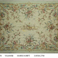 handmade aubusson carpet Tapetes De Sala Alfombra s And s 305cmx427cm 10'x 14' Beige Large Margin gc