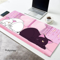 Pink Mousepads Cute Mousepad Kawaii Cat Large Mouse Mat Big Desk Pads Non-Slip Rubber Mouse Pad Big Keyboard Mats For Laptop