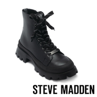 STEVE MADDEN-MID-FIELD 百搭厚底綁帶中筒靴-黑色