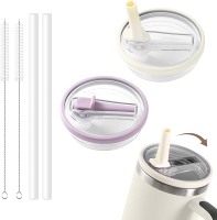 40 oz Tumbler Flip Straw Lid Compatible with Stanley Cup Leak-Proof Splash Resistant Tumbler Top Rep