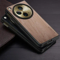 Case for OnePlus Open funda wooden bamboo pattern PU leather phone cover for oneplus open case