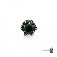 AKE AKE Crown Of Hermes Earring Stud - Green ต่างหูก้านเงินแท้925 ลงดำขับลาย ฝังคริสตัลสีเขียว จำหน่
