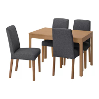 EKEDALEN/BERGMUND 餐桌附4張餐椅, 橡木紋/gunnared 中灰色, 120/180 公分