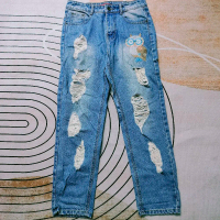 quần jean thêu dáng baggy eo 74 thanh lý 349.  quần jean nữ, quần kaki, quần jean ống suông, quần je