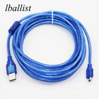 lballist Mini 5Pin USB Cable USB 2.0 Type A Male to Mini 5P Male Foil+Braided Shielded 1.5m 1.8m 3m 5m 10m