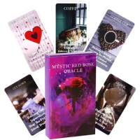 53 Pcs Cards Mystic Red Rose Oracle Deck 10.3*6cm A Situations Deck Tarot Cards Twin Flame Oracle Cards Love Keywords Meaning