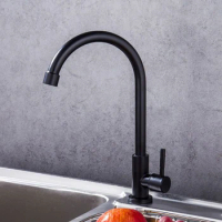 Europe Style Matt Black Kitchen Faucet 304 Stainless Steel Single Cold Kitchen Tap 360 Swivel Design Water Faucet