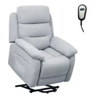 Costway Power Lift Recliner Chair Sofa for Elderly w/ Side Pocket &amp; Remote Control Grey