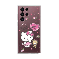 【apbs】三麗鷗 Kitty Samsung Galaxy S22 Ultra / S22+ / S22 輕薄軍規防摔水晶彩鑽手機殼(凱蒂好心情)