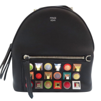 【二手名牌BRAND OFF】FENDI 芬迪 黑色 牛皮 Dolce Studded 後背包 8BZ038