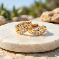 ANTING CAPIT TITANIUM MODEL DAUN PERMATA ANTI KARAT Elegan Tahan Lama Cocok untuk Berbagai Acara - E