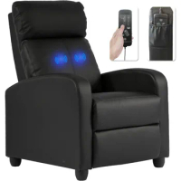 Living room lounge chair massage lounge chair, modern lounge chair, PU leather padded seat backrest single person sofa (black)