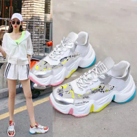 Casual Shoes Rainbow Jelly Bottom Platform Platform Painted Graffiti Mesh Breathable Lace-up Shoes