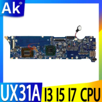original UX31A Mainboard I3 I5 I7 3th Gen CPU 4GB RAM For ASUS UX31A UX31A2 Laptop Motherboard