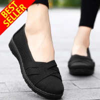 QINGSHUI Sepatu Wanita Korean Style.sepatu Flat Shoes Wanita.sepatu Karet Wanita.sepatu Slip on Snea