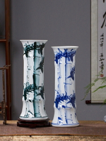 水養富貴竹花瓶擺件景德鎮陶瓷手繪青花瓷中式客廳插花落地特大號