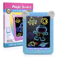 Mainan Tablet Magic LED Drawing Board Papan Tulis Menggambar Bentuk IPad Bisa Berdiri dan Berlampu W