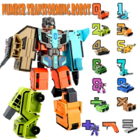 Kid Digital Numbers Transportation Letter Tank Warrior Deformation Action Figures Transformation Robot Toys For Children Gift