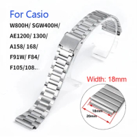 18mm Stainless Steel Watch Bracelet for Casio F105 F-91W A158W F108 A168 AE1300 AE1200 Metal Watchband Replacement Wrist Straps