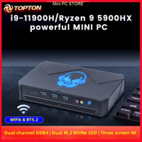 2023 Intel Gaming PC i9 11900H AMD Ryzen 9 5900HX Windows 11 Mini PC Gamer Desktop Computer Dual DDR4 NVMe SSD 3x4K HTPC WiFi6