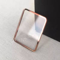 Free Shipping 1pc Rectangle Mineral Glass with Rose Trim for Lola Watch