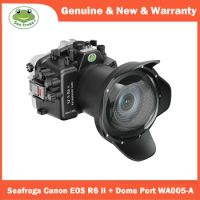 Seafrogs 40M/130FT Underwater Camera Housing Waterproof Case For Canon EOS R6 II With WA005-A 6 Inch Dome Port