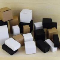 50pcs- 20 sizes available Brown/White/Black blank Kraft Paper Box for Cosmetic valves tubes Craft Candle Gift Packing Boxes