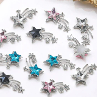 5PCS 3D Luxury Alloy Meteor Star Nail Art Charms Jewelry Parts Accessories Glitter Nails Decoration Design Supplies Materials