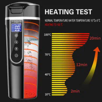 12V 24V Portable Car Heating Cup Electric Kettle Stainless Coffee Mug Cup Car Heating Display LCD Warmer Steel Water Bottle L3R1
