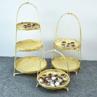 竹編果盤提手吊籃展示架茶道收納籃子水果盤茶點籃干果盤道具擺件