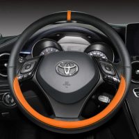 Car Steering Wheel Cover Non-Slip 38cm 15" Leather For Toyota Corolla CH-R Camry Rav4 Auris Prius Yalis Avensis Auto Accessories
