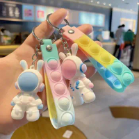 Antistress Fidget Sensory Toys The Astronauts Keychain Push Bubble Squishy Doll Bag Car Accessories Pendant for Kids Toy Gifts