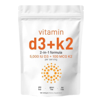 Vitamin D3 5,000 IU + K2 MK-7 100 mcg, 180 Softgels| 2-in-1 Bone, Immune & Heart Support| Easy to Sw