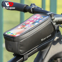 WEST BIKING Waterproof Bicycle Front Frame Bag Touch Screen 7 Inch Phone Holder Cycling Top Tube Bag Road Bike MTB Accessories