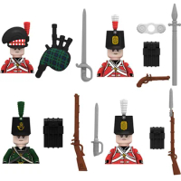 Military Building Blocks Solider Figures Toy Gift Weapon Guns Napoleonic Wars British Army Highland bagpiper Full body Printing