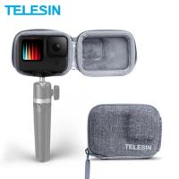 TELESIN Storage Protection Bag Brushed Half Open Quick Release Carrying Case Mini Tripod for GoPro Hero 12 11 10 DJI Action 3 4