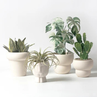 White Innovative Tall Head Planter Pot Materials Eco-friendly For Small Spaces Removable Inner Pot