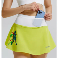 Women Mesh Pocket Sports Golf Tennis Skirts High Waist Double Layer Skirt Fitness Athletic Running Short Athletic Workout Skort