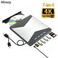 7-in-1 External Blu-ray Drive 4K Bluray Burner USB 3.0 CD/DVD/BD RW Player Writer with SD TF Port Optical Drive for Laptop PC
